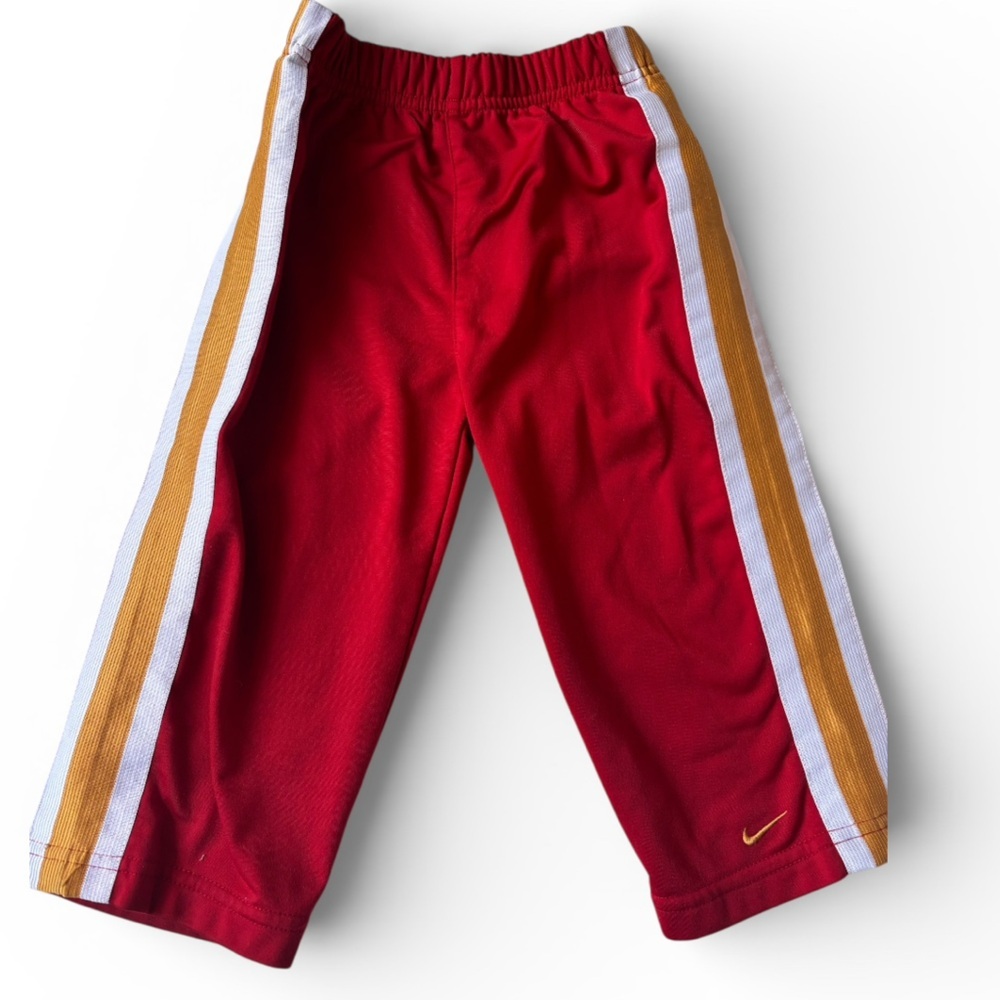 Nike Kids Red Athletic Pants Gold Stripe Elastic Waist
